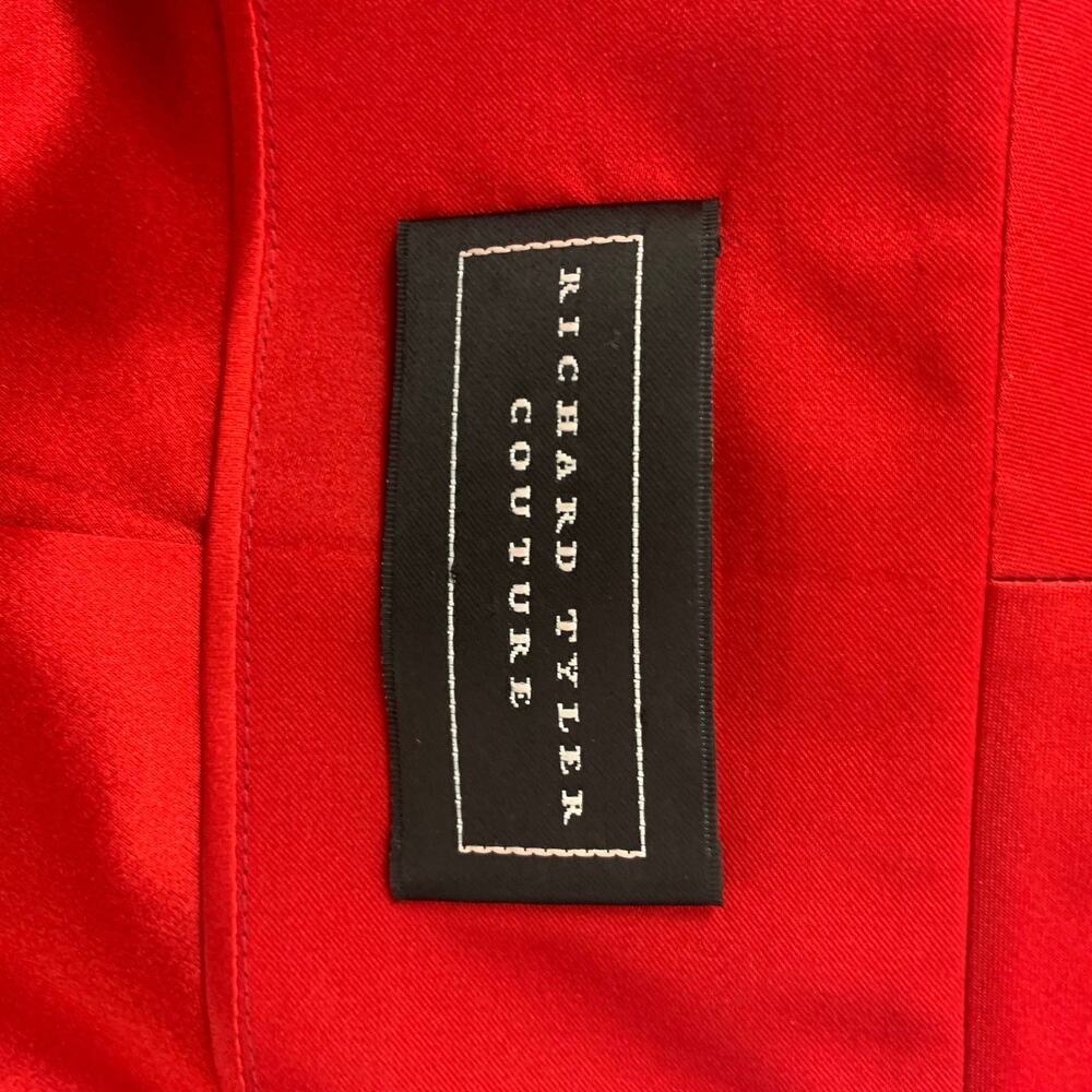 RICHARD TYLER Couture Size 8 Red Silk Rayon Beaded Knee-Length 2 Piece Set - Picture 8 of 8